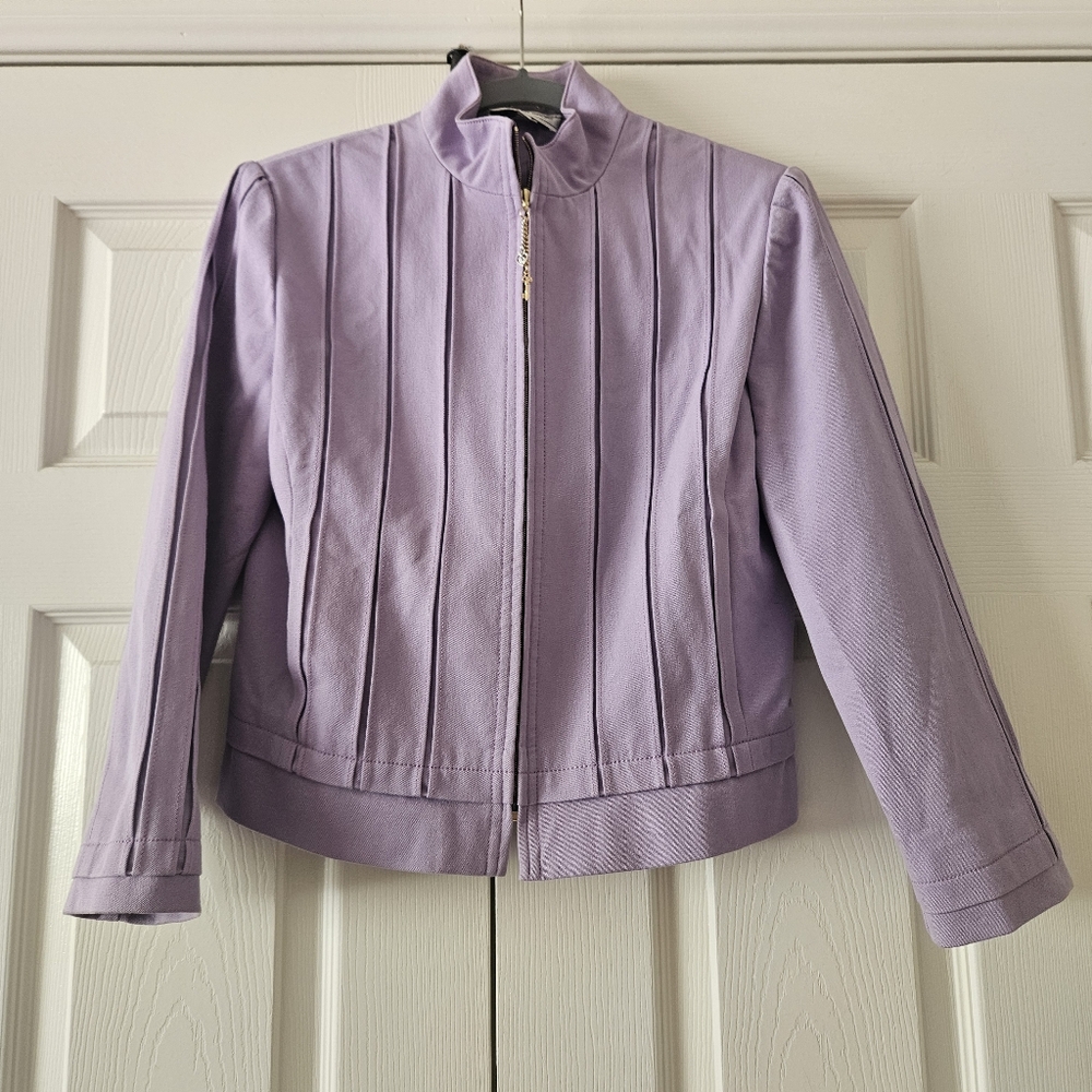 St. John Sport by Marie Gray Purple Bomber Jacket with Tailored Silhouette